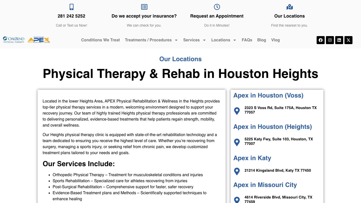 Apex Physical Rehabilitation & Wellness - Houston Heights, TX