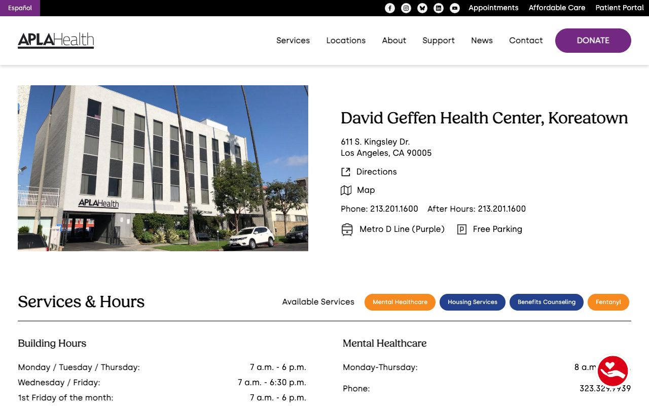 APLA Health, David Geffen Health Center, Koreatown