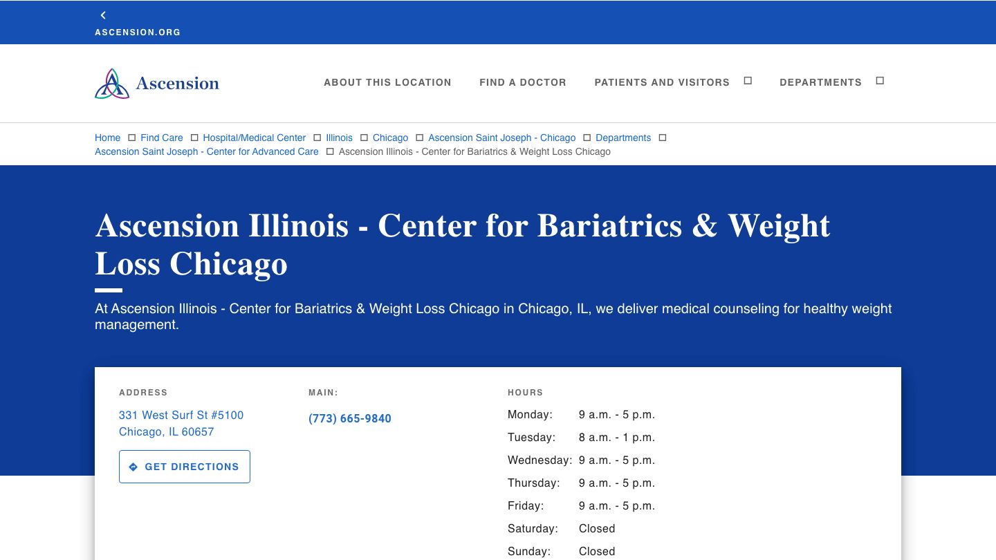 Ascension Illinois - Center for Bariatrics & Weight Loss Chicago