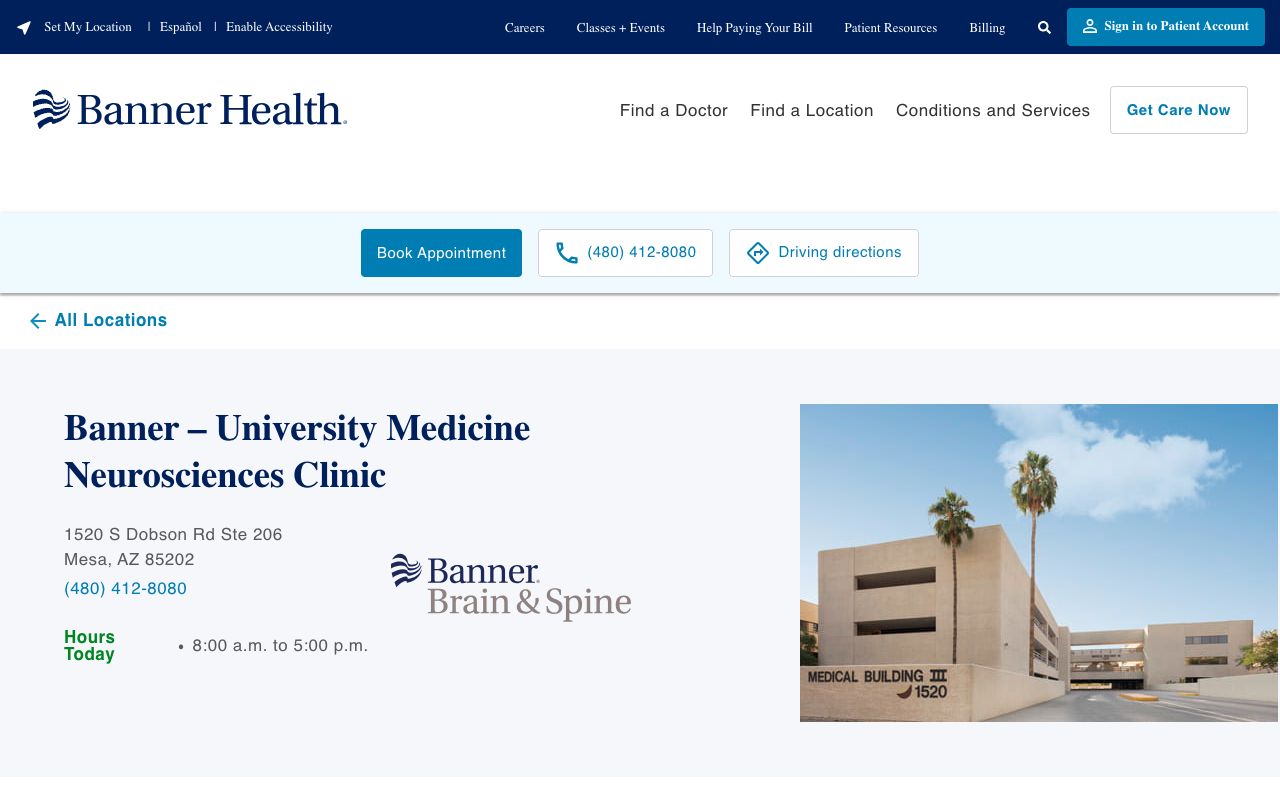 Banner – University Medicine Neurosciences Clinic | Mesa, AZ | Dobson Rd.