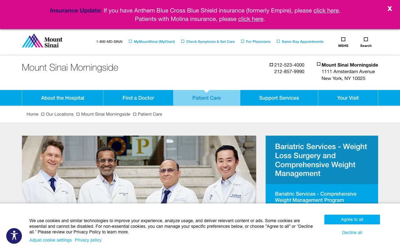 Bariatric Surgery at Mount Sinai Morningside