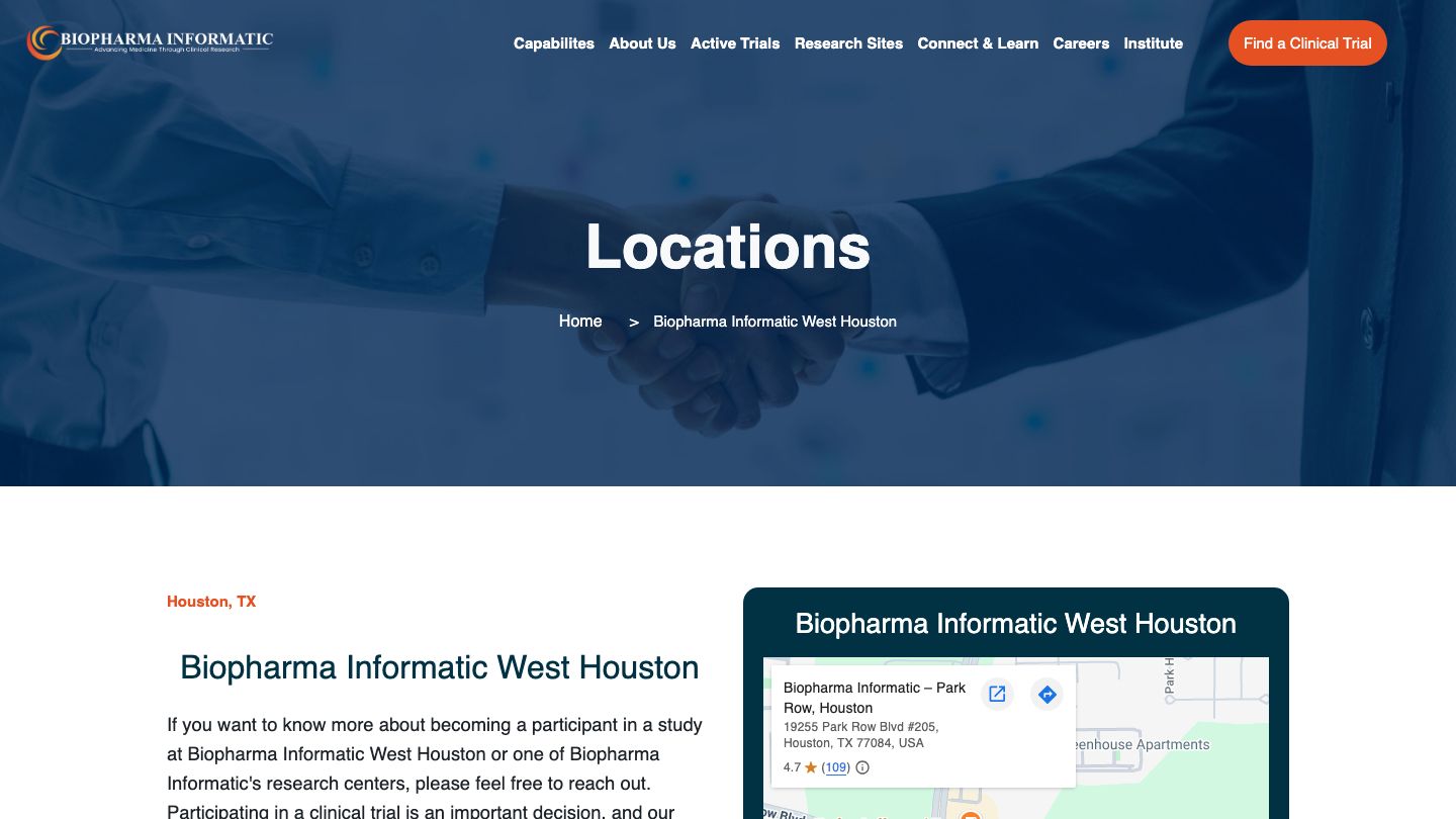 Biopharma Informatic – Park Row, Houston