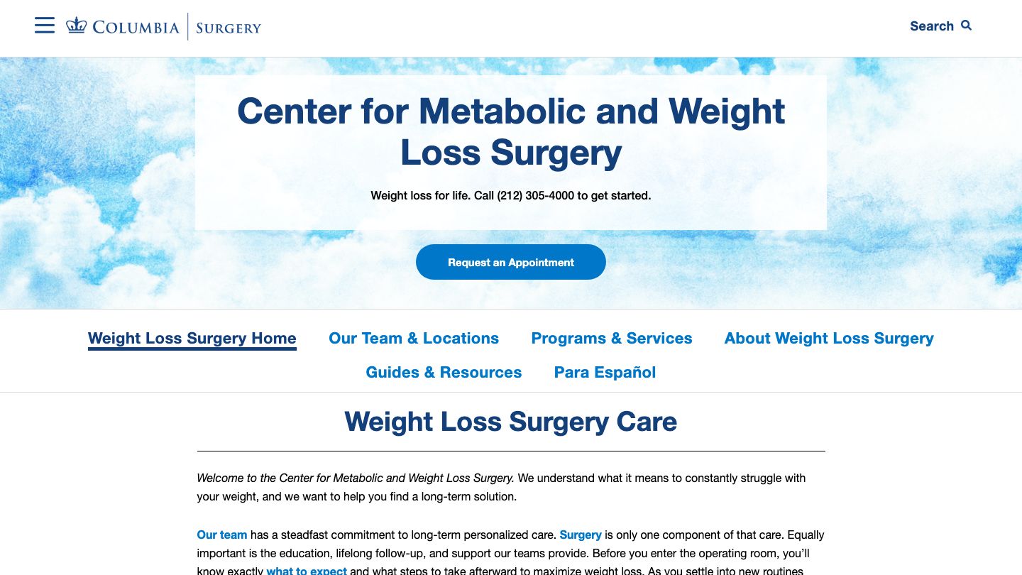 Center for Weight Loss Surgery at Columbia University