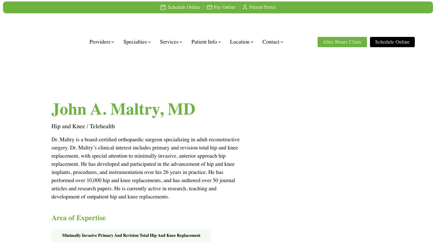 Dr. John A. Maltry: Tucson Orthopaedic Institute - Northwest Office