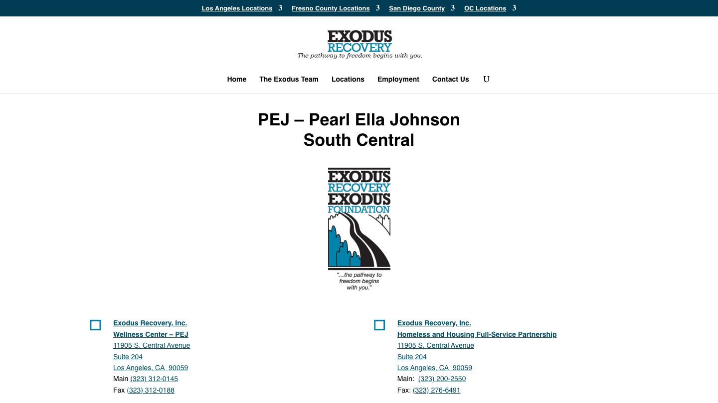 Exodus Recovery Inc Pearl Ella Johnson (PEJ) Wellness Center