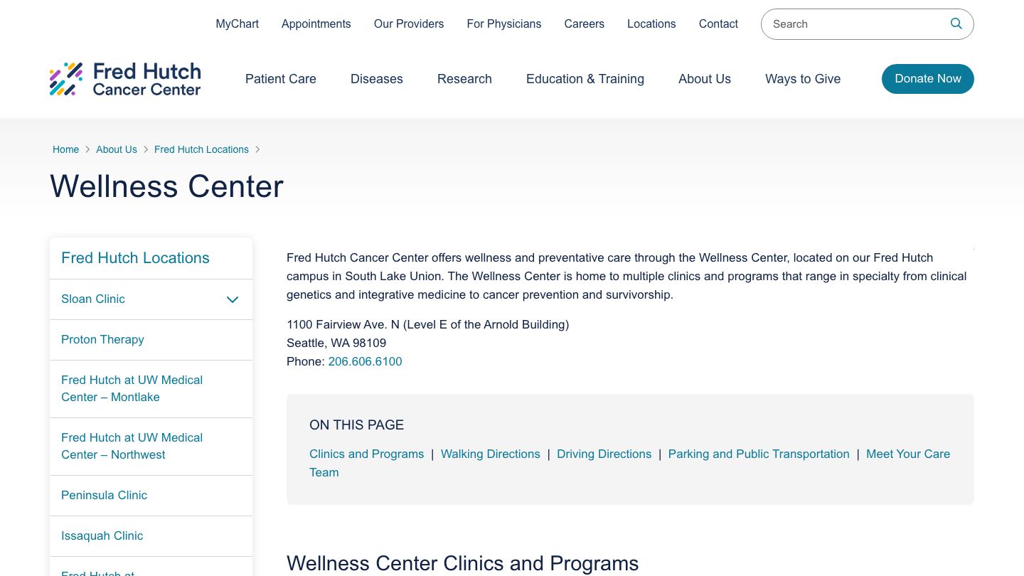 Fred Hutch Cancer Center - Wellness Center