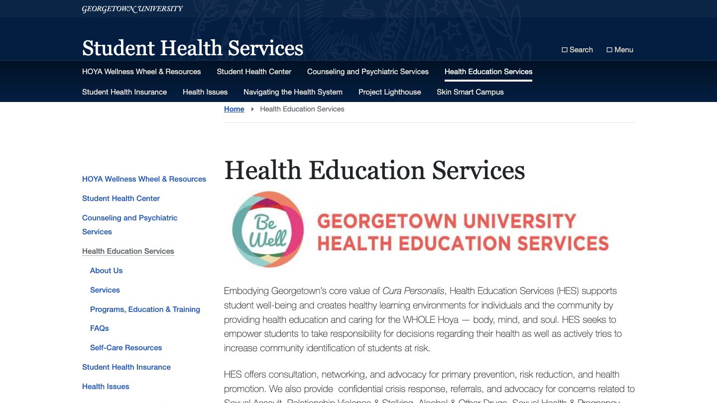 Georgetown University Health Education Services
