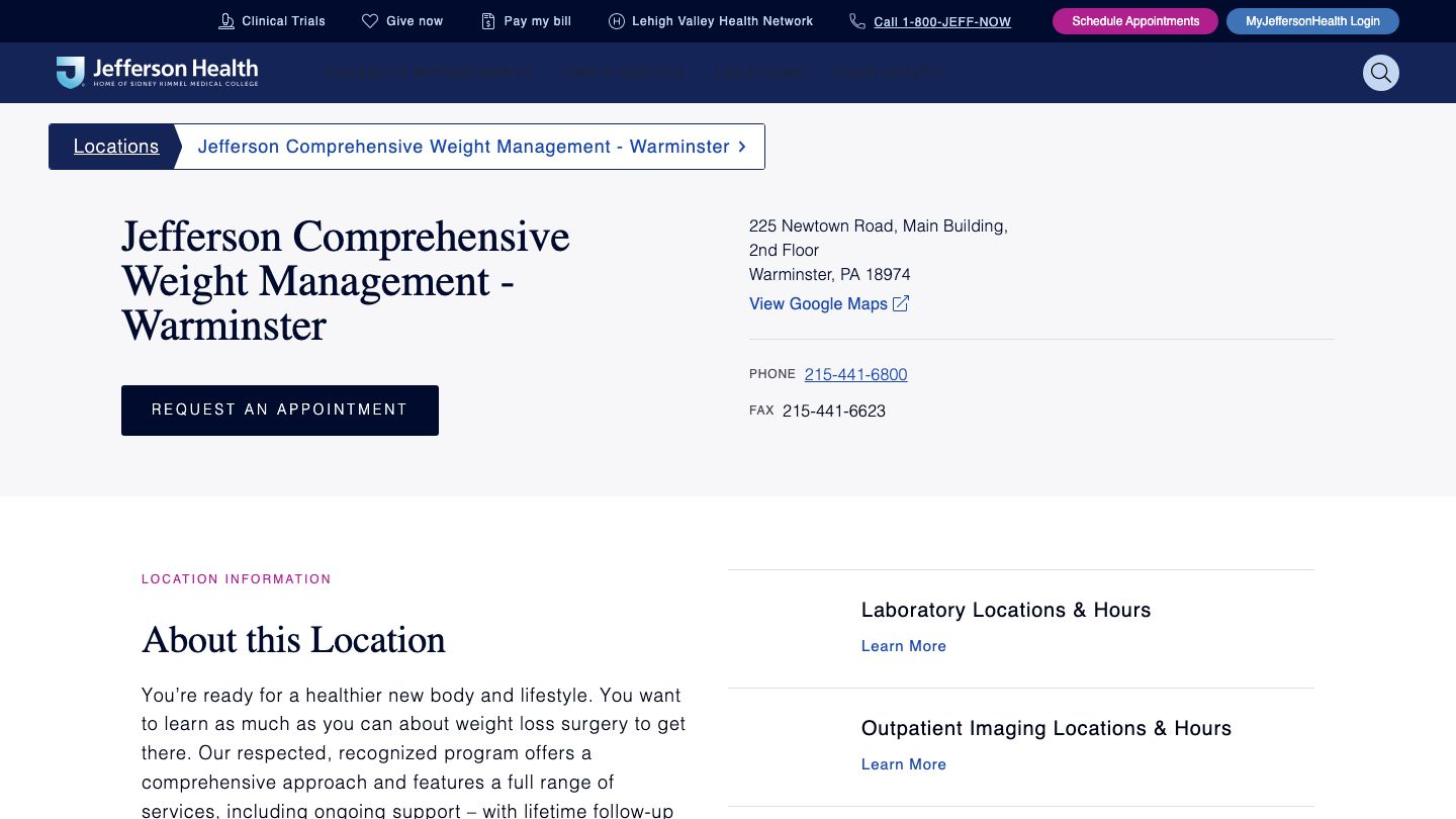 Jefferson Comprehensive Weight Management - Warminster