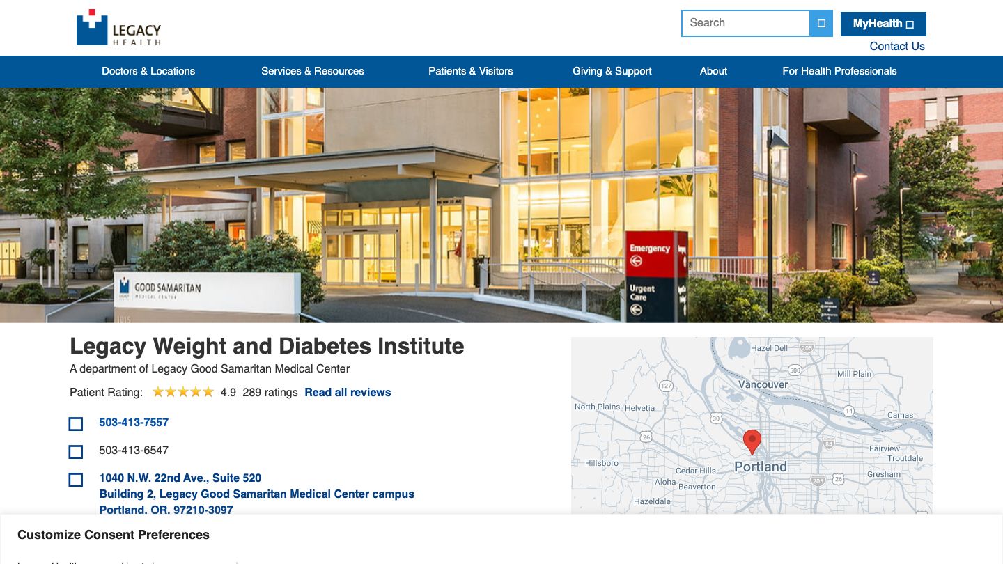 Legacy Weight and Diabetes Institute - a department of Legacy Good Samaritan Medical Center