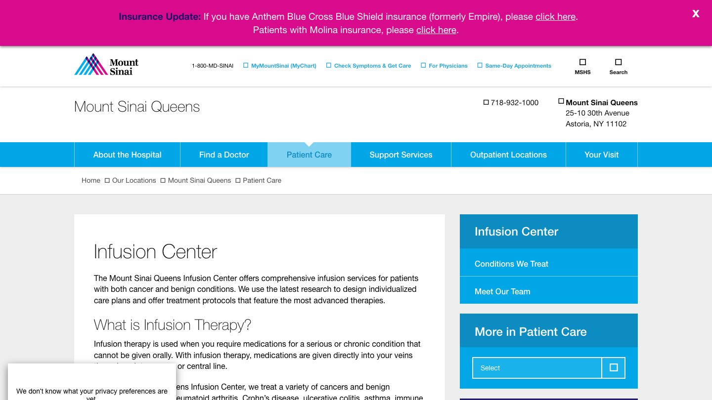 Mount Sinai Queens Infusion Center