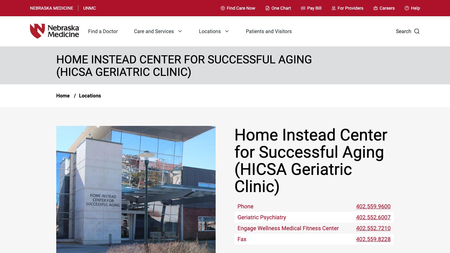 Nebraska Medicine Home Instead Center for Successful Aging (HICSA)