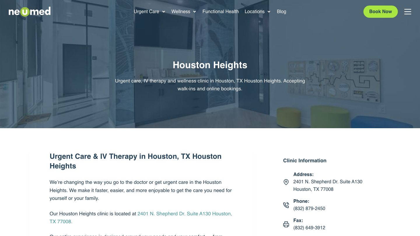 NeuMed Modern Urgent Care + IV Therapy, Heights