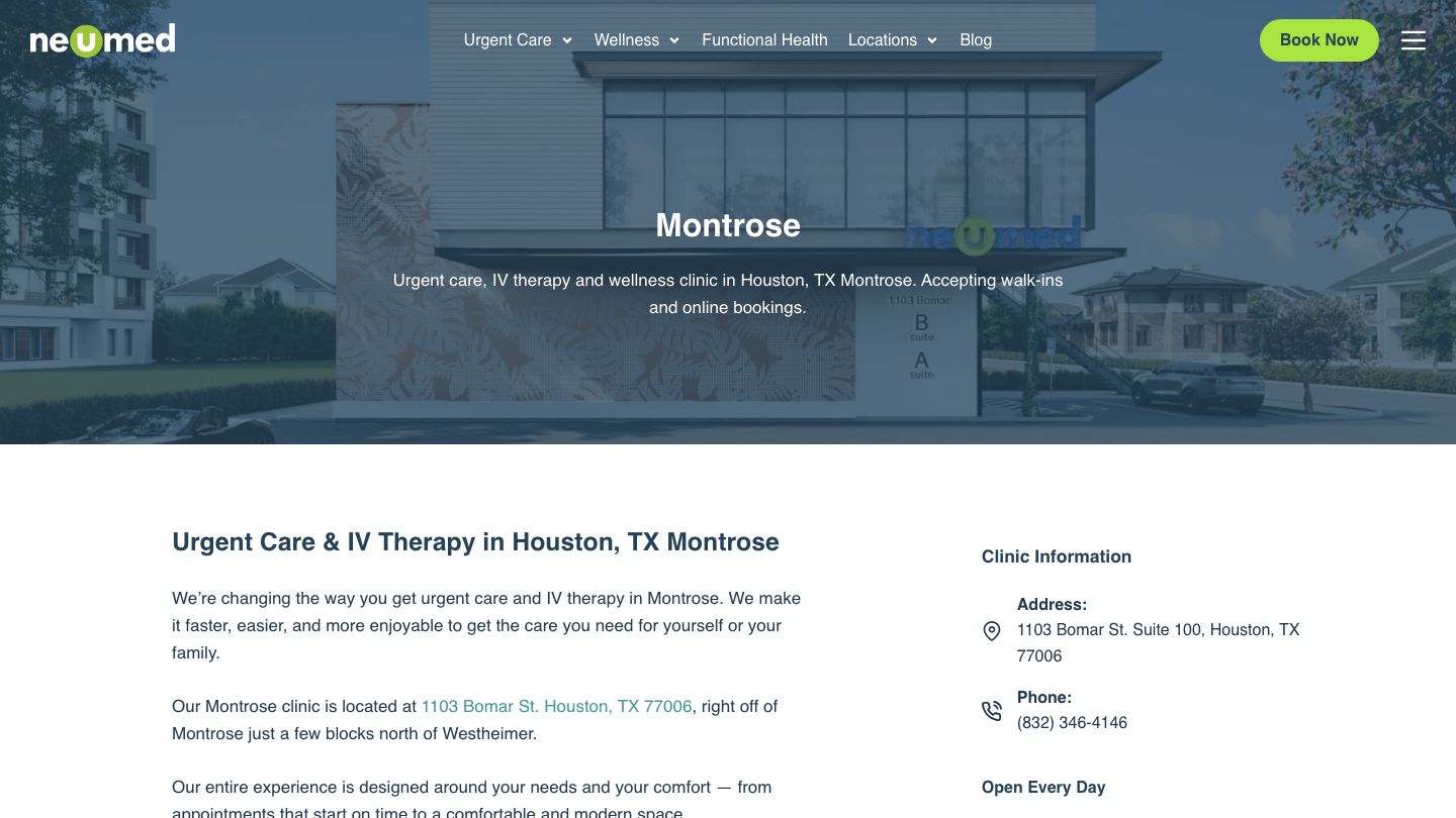 NeuMed Modern Urgent Care + IV Therapy, Montrose