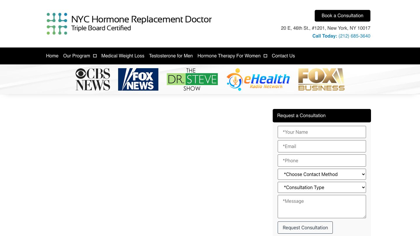 NYC Hormone Replacement Therapy Doctor