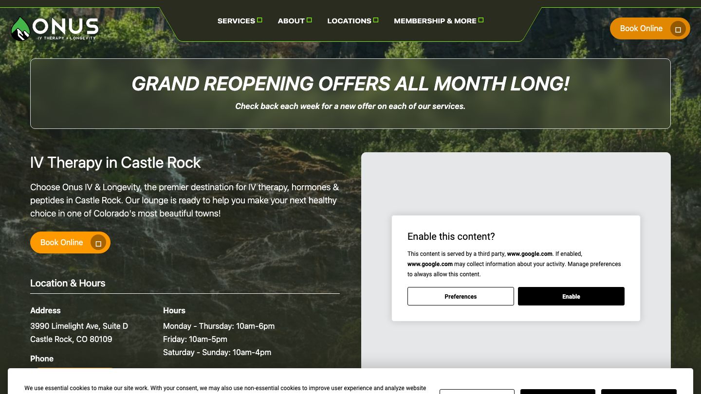 Onus IV Therapy + Longevity: Castle Rock