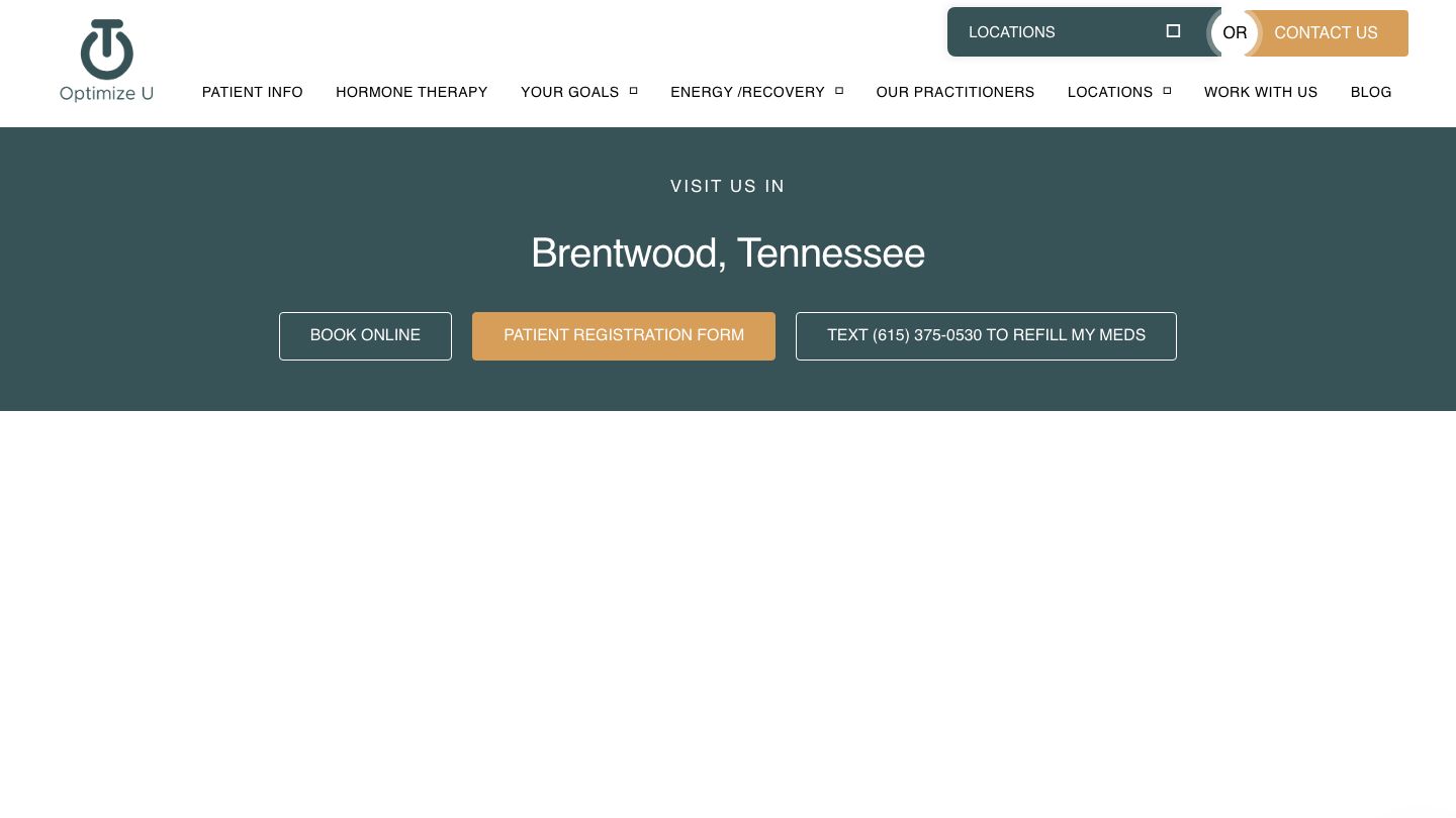 Optimize U - Brentwood | Hormone & Cryotherapy Clinic