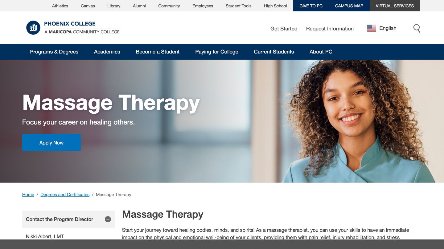 Phoenix College Therapeutic Massage Program
