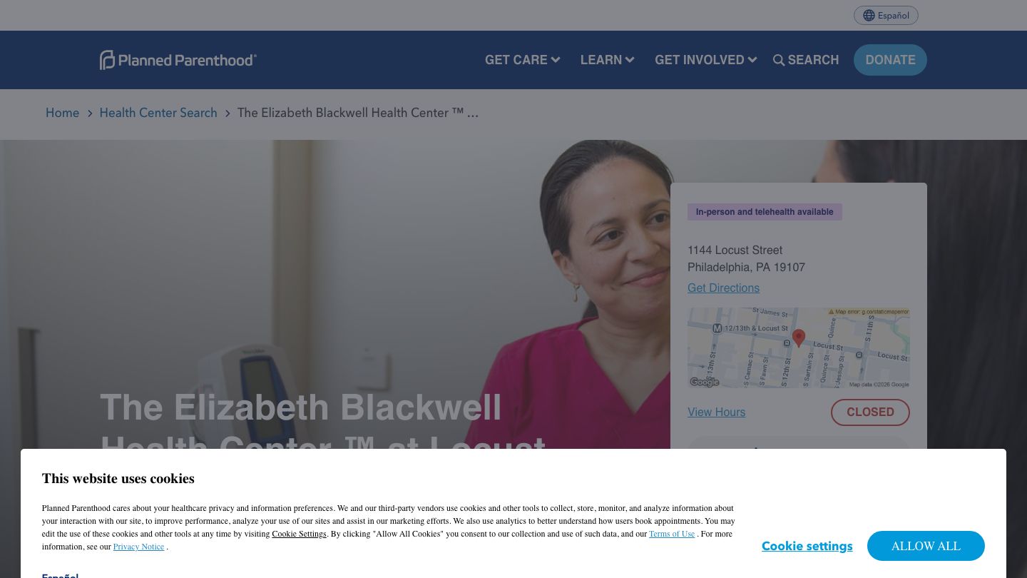 Planned Parenthood - The Elizabeth Blackwell Health Center  at Locust Street.