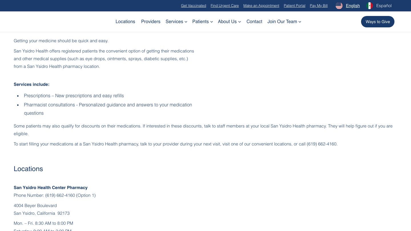 San Ysidro Health Comprehensive Health Center - Ocean View Pharmacy