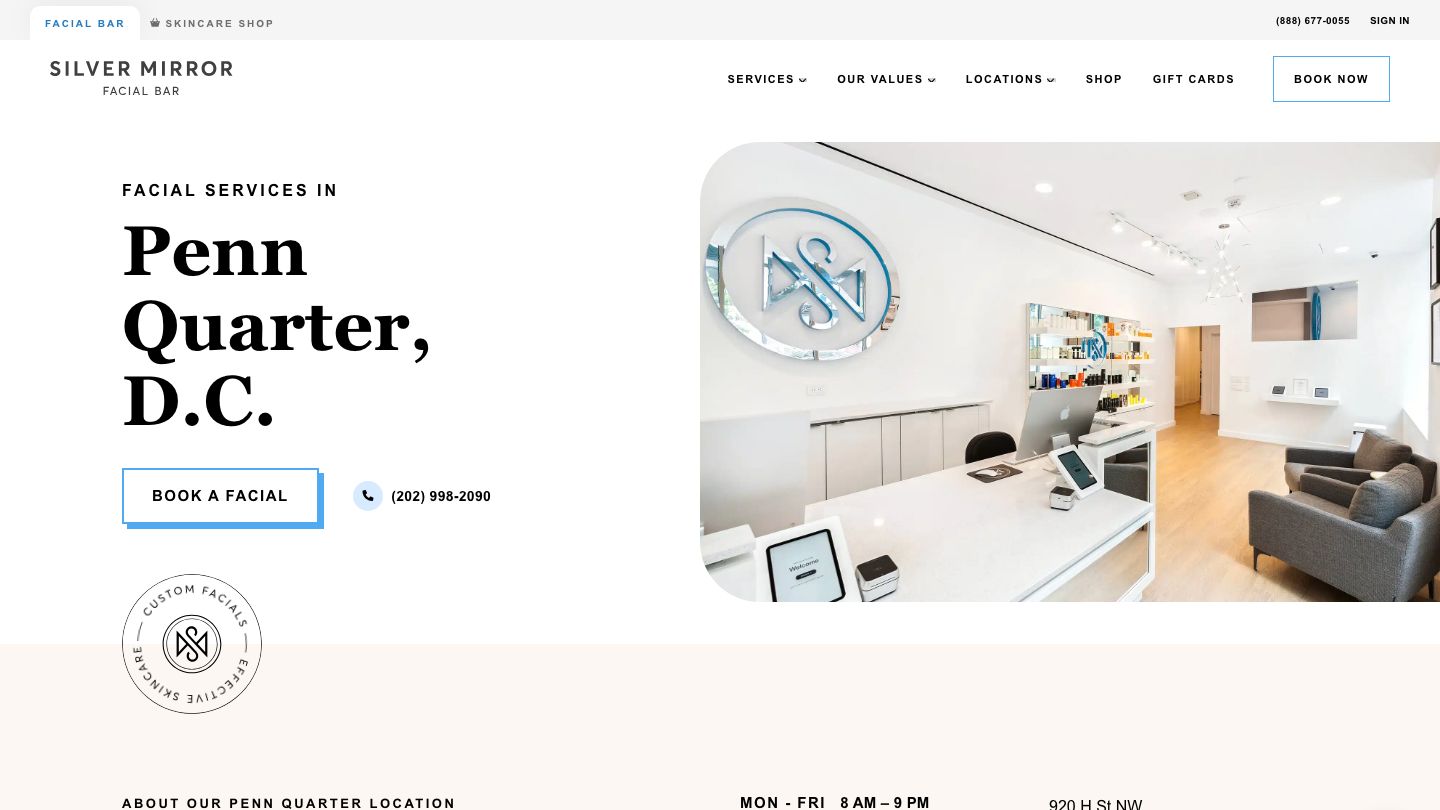 Silver Mirror Facial Bar - Penn Quarter