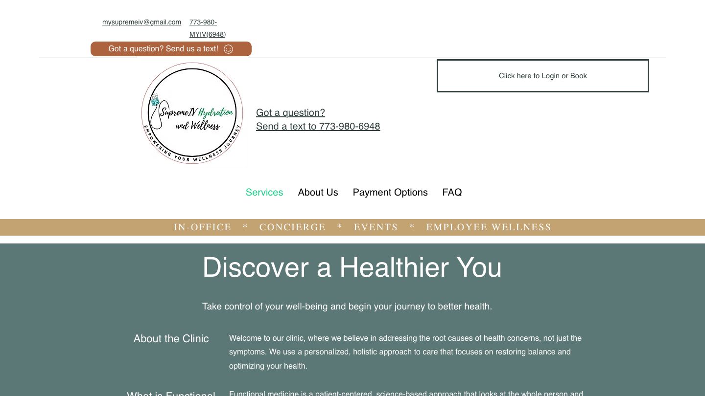 SupremeIV Hydration and Wellness LLC website screenshot