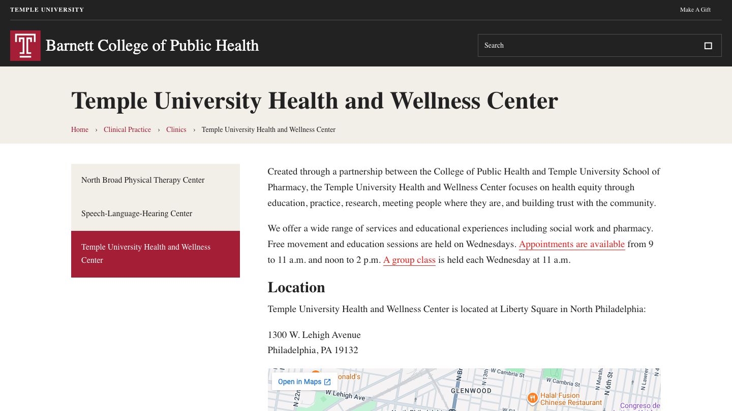 Temple University Health and Wellness Center at Liberty Square