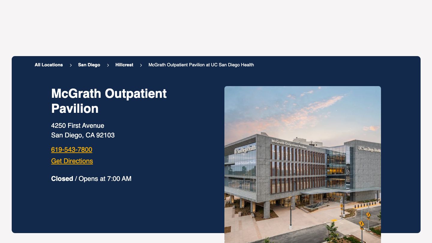 UC San Diego Health Infusion Therapy – Hillcrest