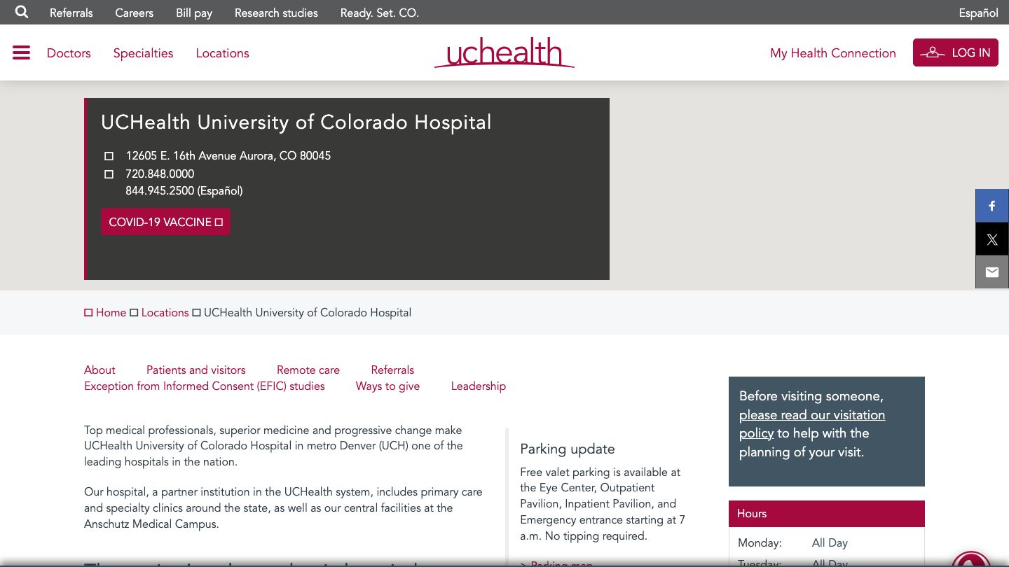 UCHealth University of Colorado Hospital