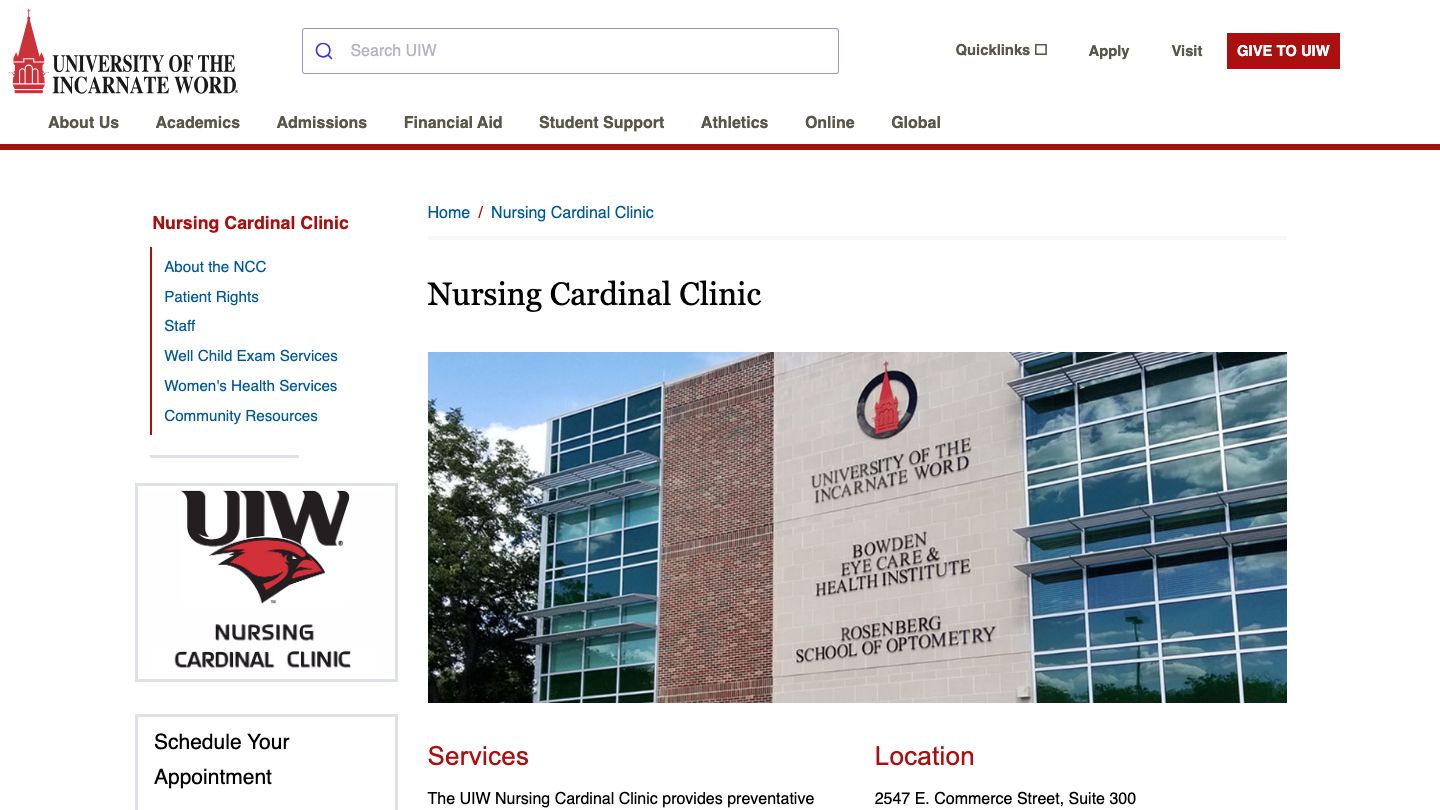 UIW Cardinal Nursing Wellness Center
