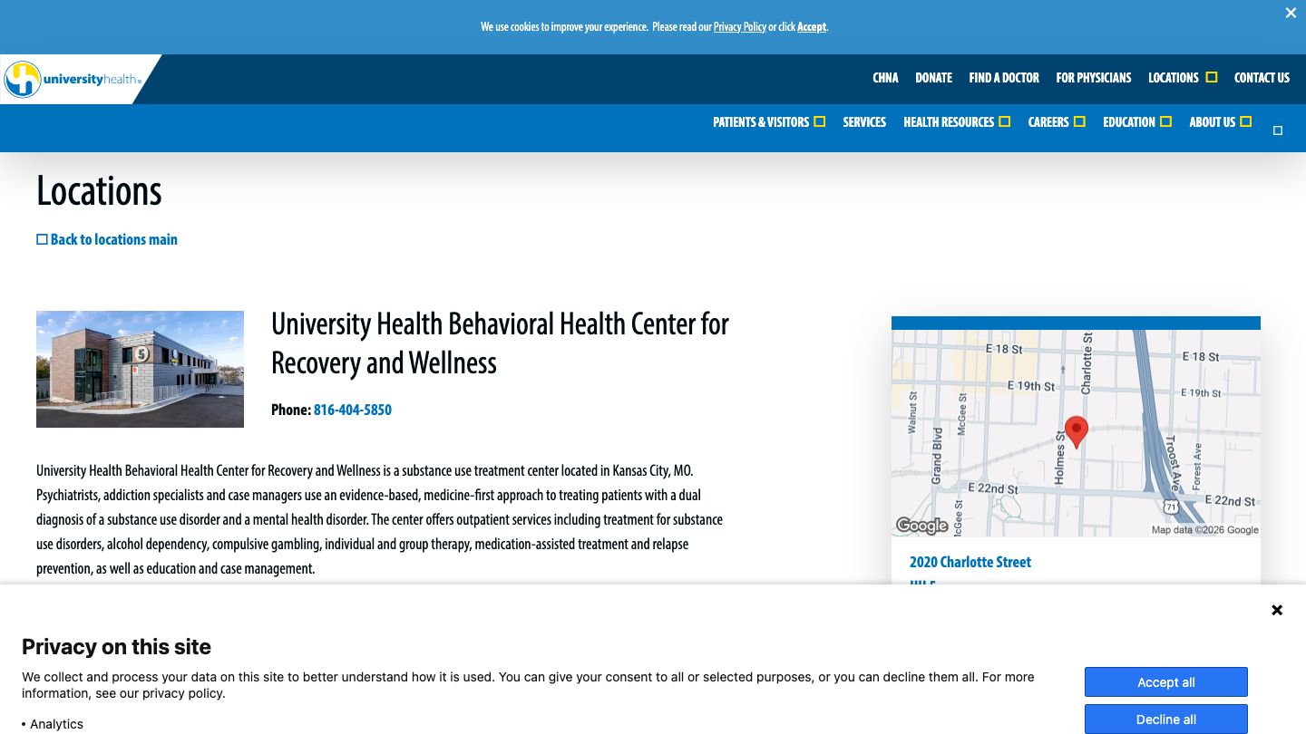 University Health Behavioral Health The Center for Recovery and Wellness