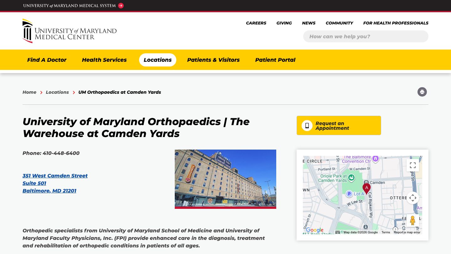 University of Maryland Orthopaedics | The Warehouse at Camden Yards