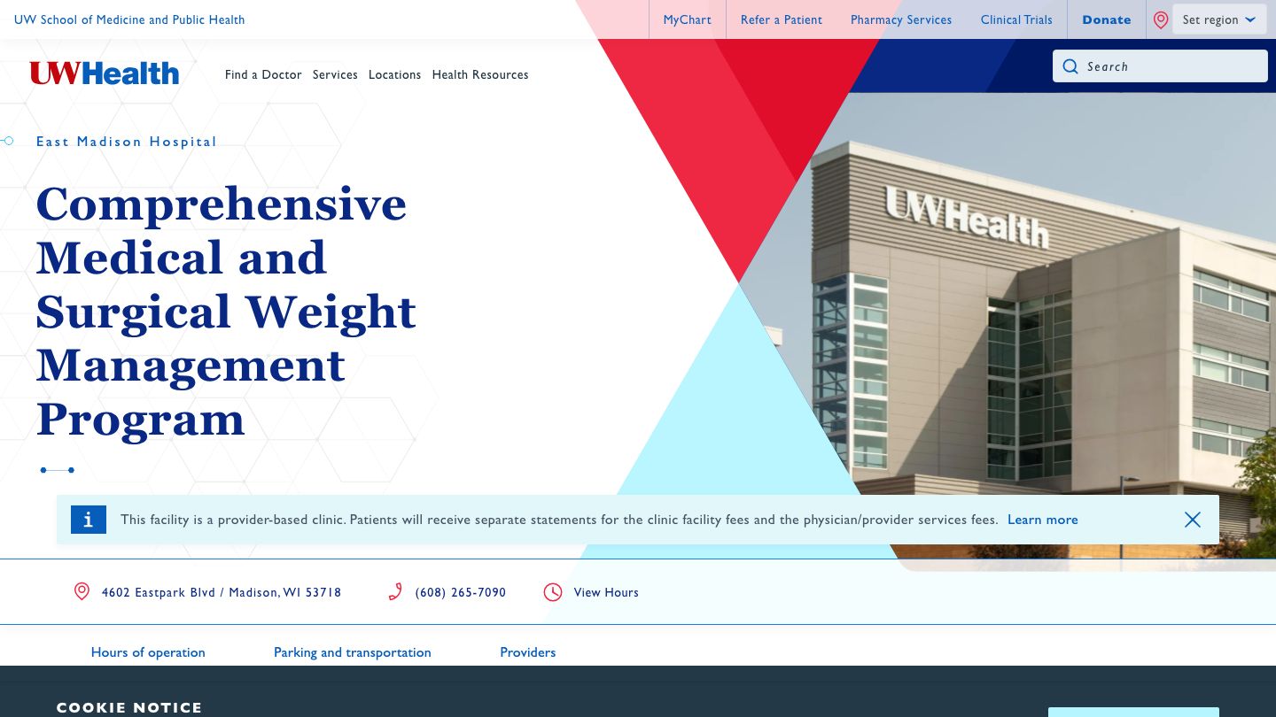 UW Health East Madison Hospital Comprehensive Medical and Surgical Weight Management Program