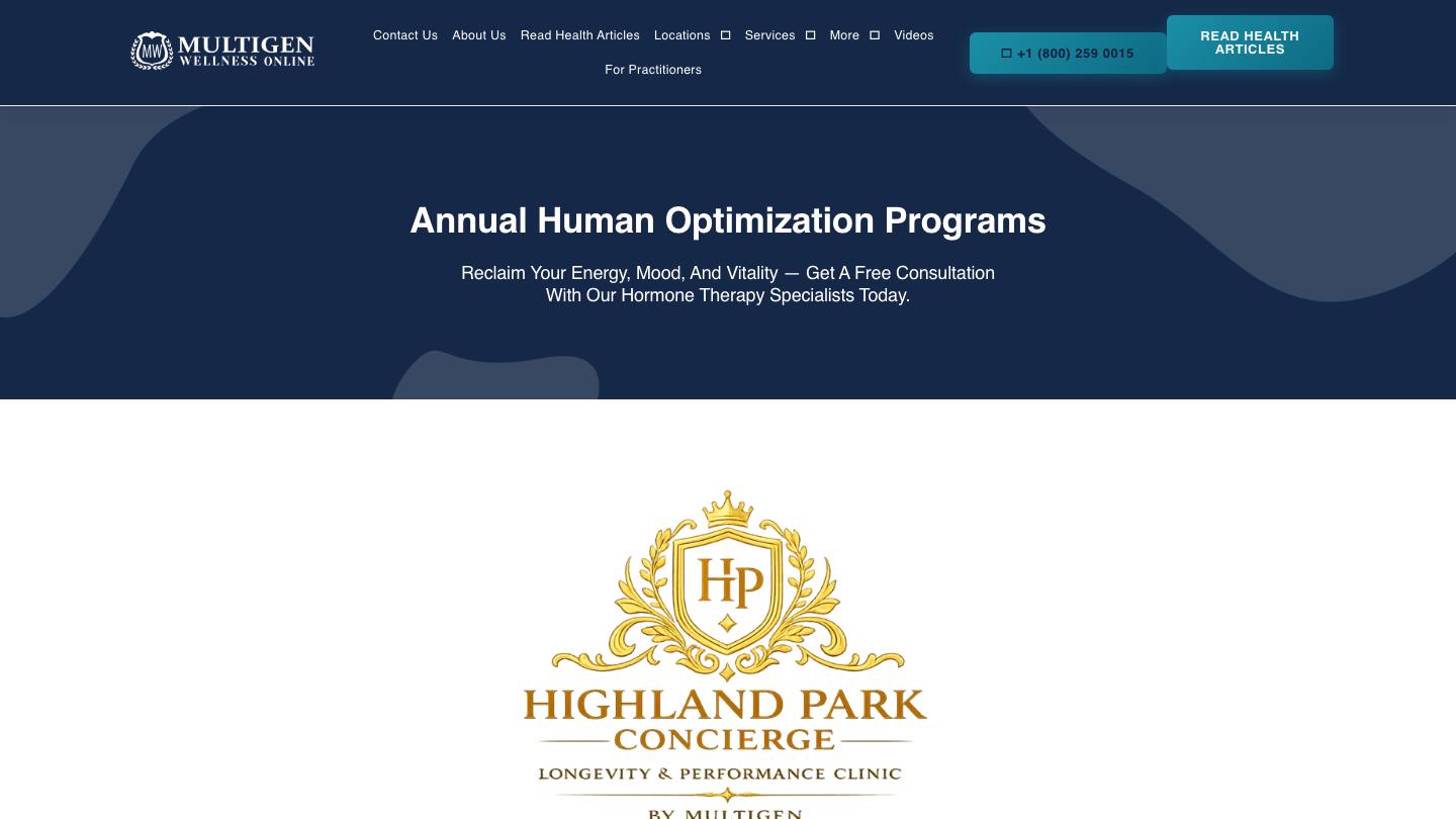 Highland Park Concierge Longevity & Performance Clinic by MultiGen